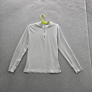 Huk Men Activewear Top L Gray Quarter Zip Zipper Long Sleeve